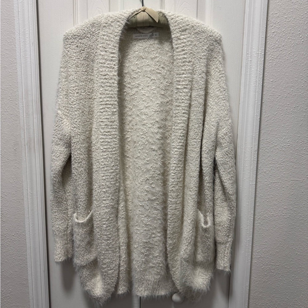 Altar'd State Cream Fuzzy Cardigan